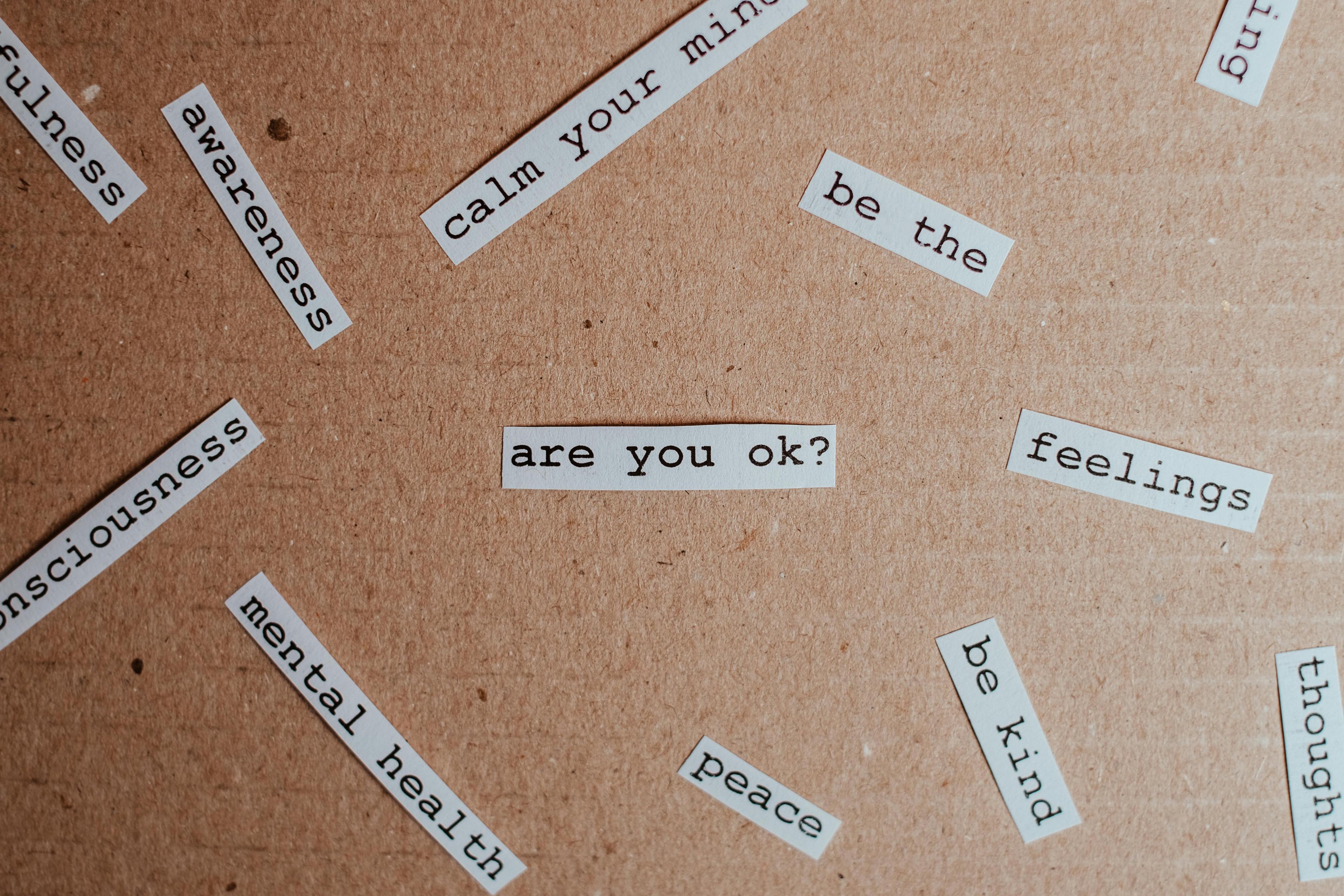 Mental health awareness words on paper